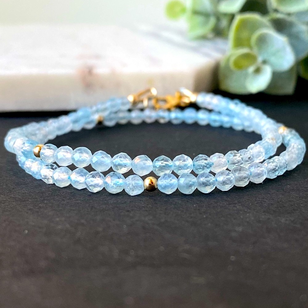 Aquamarine Necklace Choker March birthstone